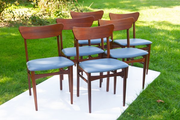 Vintage Danish Teak Dining Chairs 1960s, Set of 6-WIX-1409249