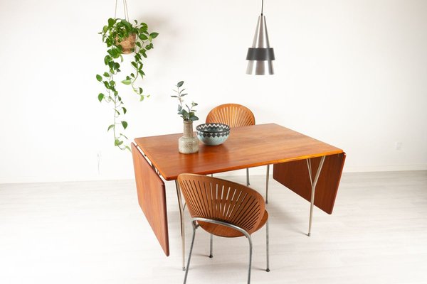 Vintage Danish Teak Drop Leaf Dining Table, 1950s-WIX-967393