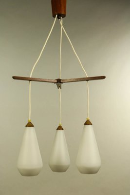 Vintage Danish Teak Glass Cascade Pendant Lamp, 1960s-FUP-716332