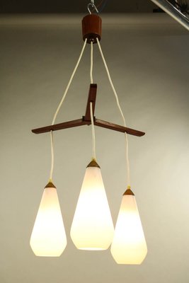 Vintage Danish Teak Glass Cascade Pendant Lamp, 1960s-FUP-716332