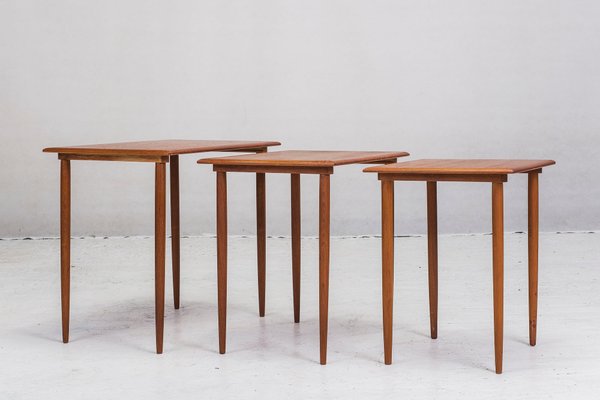 Vintage Danish Teak Nesting Tables, 1960s, Set of 3-ZZH-567352