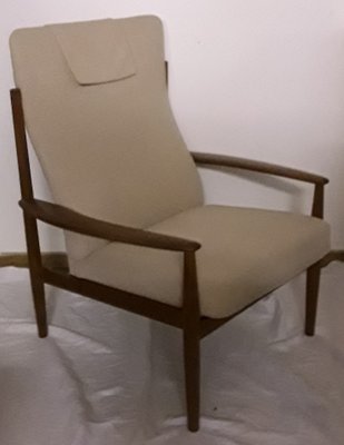 Vintage Danish Teak & Wool Armchair, 1970s-HOI-780689