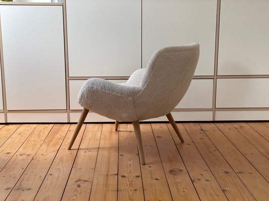 Vintage Danish White Bouclé Lounge Chair, 1950s-WSA-1342938