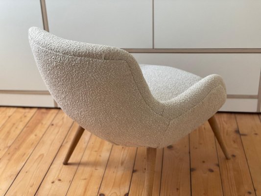 Vintage Danish White Bouclé Lounge Chair, 1950s-WSA-1342938