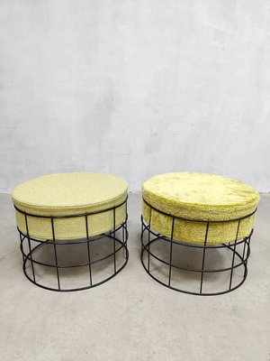 Vintage Danish Wire Stools and Coffee Table by Verner Panton, Set of 3-BW-1359498