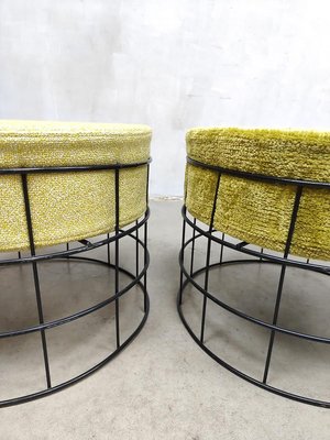 Vintage Danish Wire Stools and Coffee Table by Verner Panton, Set of 3-BW-1359498