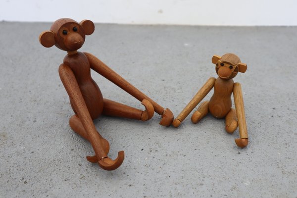 Vintage Danish Wooden Monkey, 1970s, Set of 2-JWH-624451