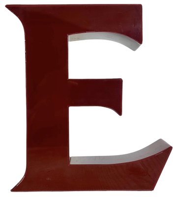 Vintage Dark Red Illuminated Letter E, 1980s-CGF-1747338