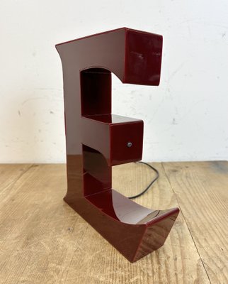 Vintage Dark Red Illuminated Letter E, 1980s-CGF-1747338