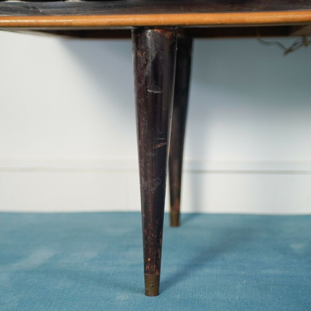 Vintage Dark Wood and Glass Mobile Sideboard, 1950s