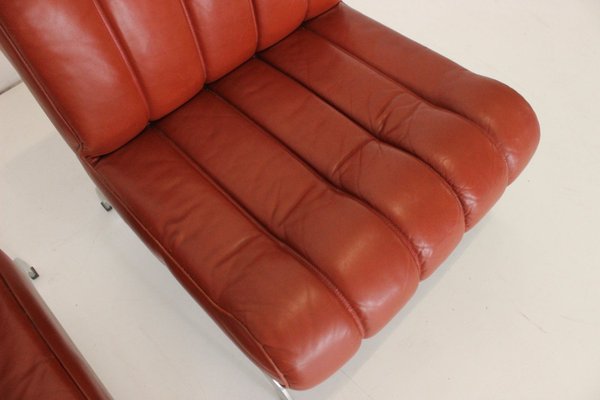 Vintage Daybed and Chairs in Leather, Set of 3-VGV-2023532