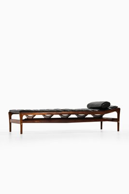 Vintage Daybed in Rosewood with Nylon Strings and Black Leather by Helge Vestergaard Jensen, 1960s-SC-2027260