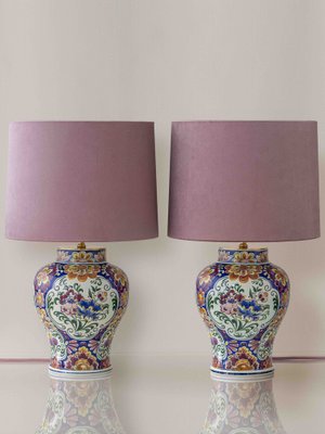 Vintage Delft Polychrome Table Lamps, 1960s, Set of 2-TJZ-1799452