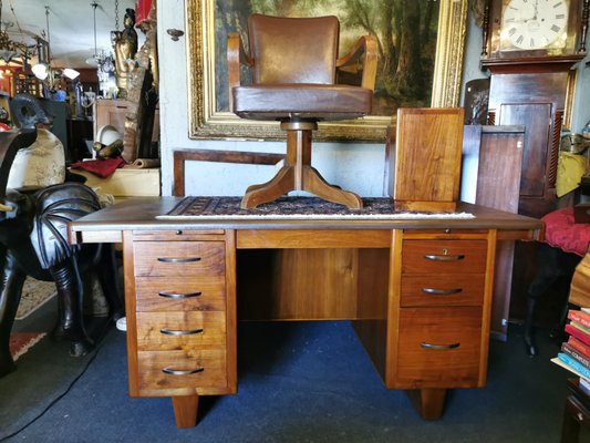 Vintage Desk, Chair & Bucket, Set of 3-GEL-962643