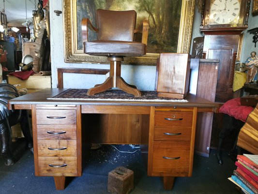 Vintage Desk, Chair & Bucket, Set of 3-GEL-962643