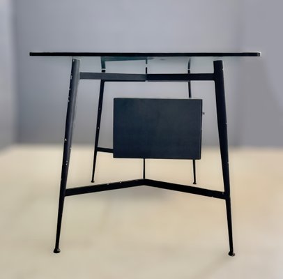 Vintage Desk in Glass and Metal, 1970s-IEW-1388817