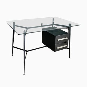 Vintage Desk in Glass and Metal, 1970s-IEW-1388817