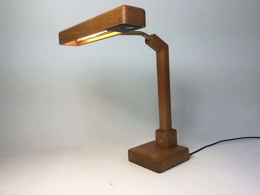 Vintage Desk Lamp in Wood with a Gooseneck from Kk Crèation, 1970s-FPY-2026994