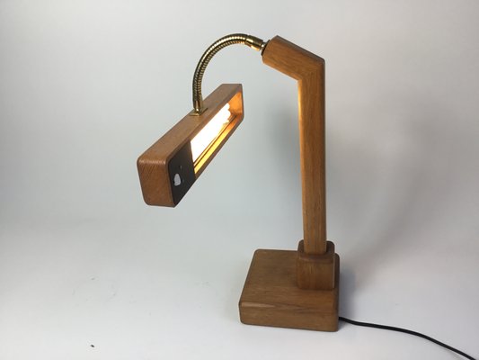 Vintage Desk Lamp in Wood with a Gooseneck from Kk Crèation, 1970s-FPY-2026994