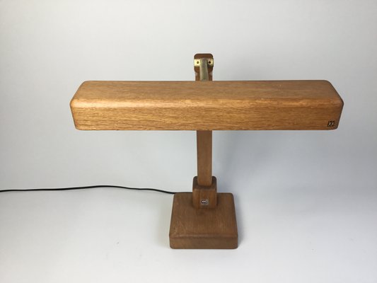 Vintage Desk Lamp in Wood with a Gooseneck from Kk Crèation, 1970s-FPY-2026994