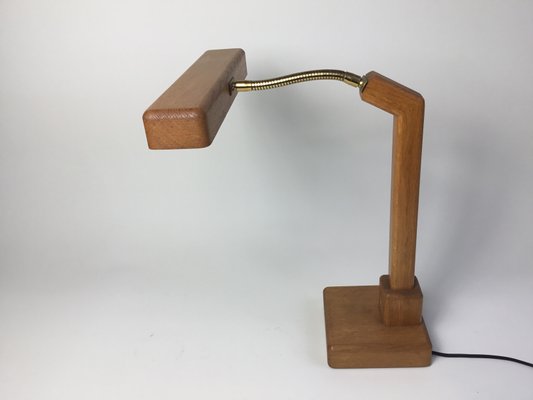 Vintage Desk Lamp in Wood with a Gooseneck from Kk Crèation, 1970s-FPY-2026994