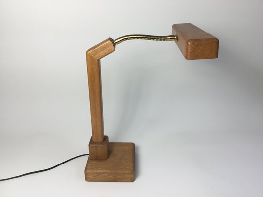 Vintage Desk Lamp in Wood with a Gooseneck from Kk Crèation, 1970s-FPY-2026994