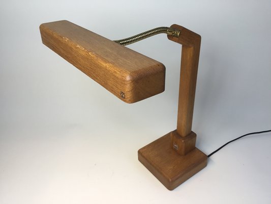 Vintage Desk Lamp in Wood with a Gooseneck from Kk Crèation, 1970s-FPY-2026994