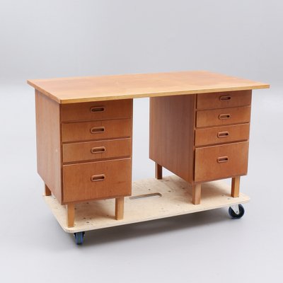 Vintage Desk Teak 8 Drawers, Sweden, 1960s-HJY-1735557