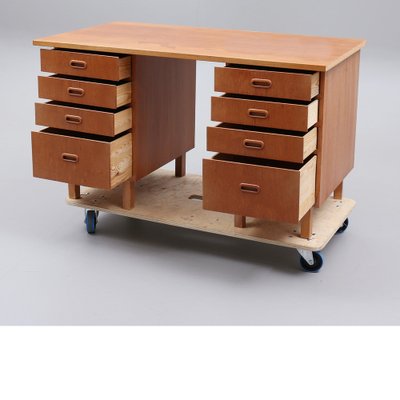 Vintage Desk Teak 8 Drawers, Sweden, 1960s-HJY-1735557