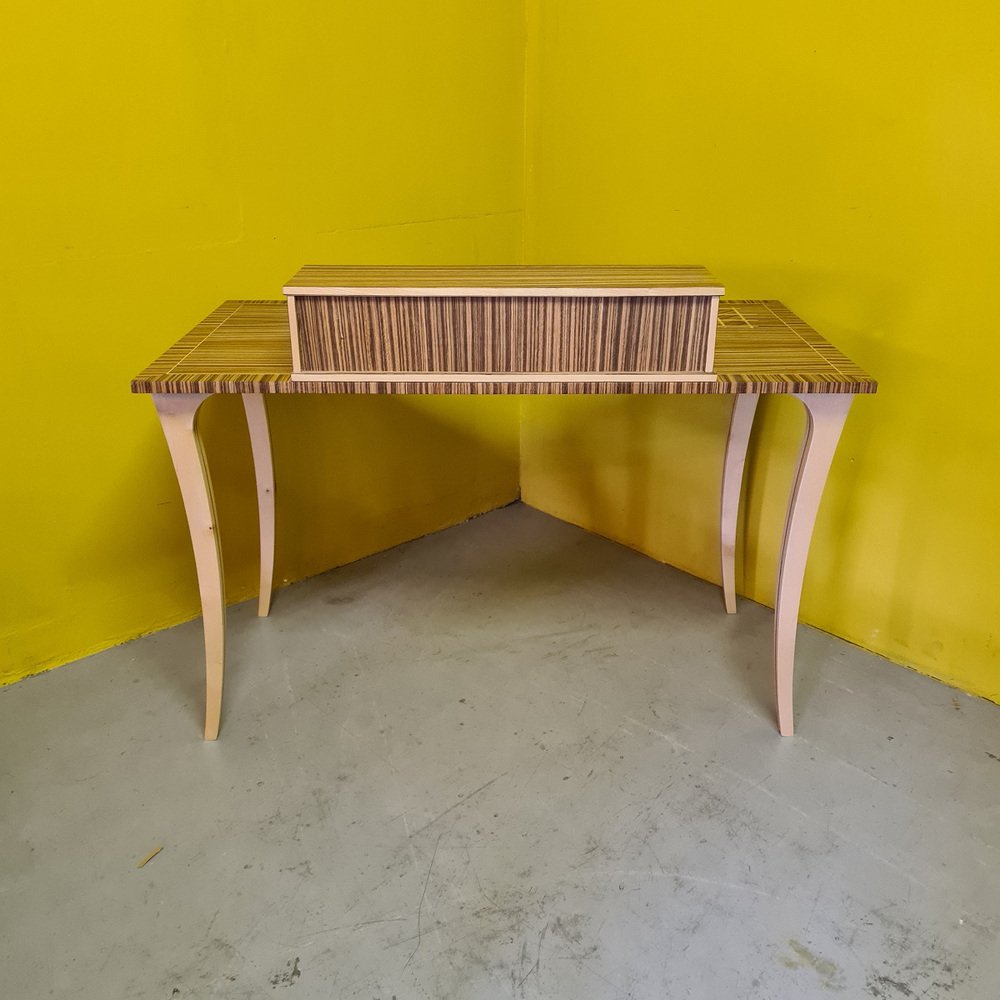 Vintage Desk Veneered with Zebra Wood, 1980s