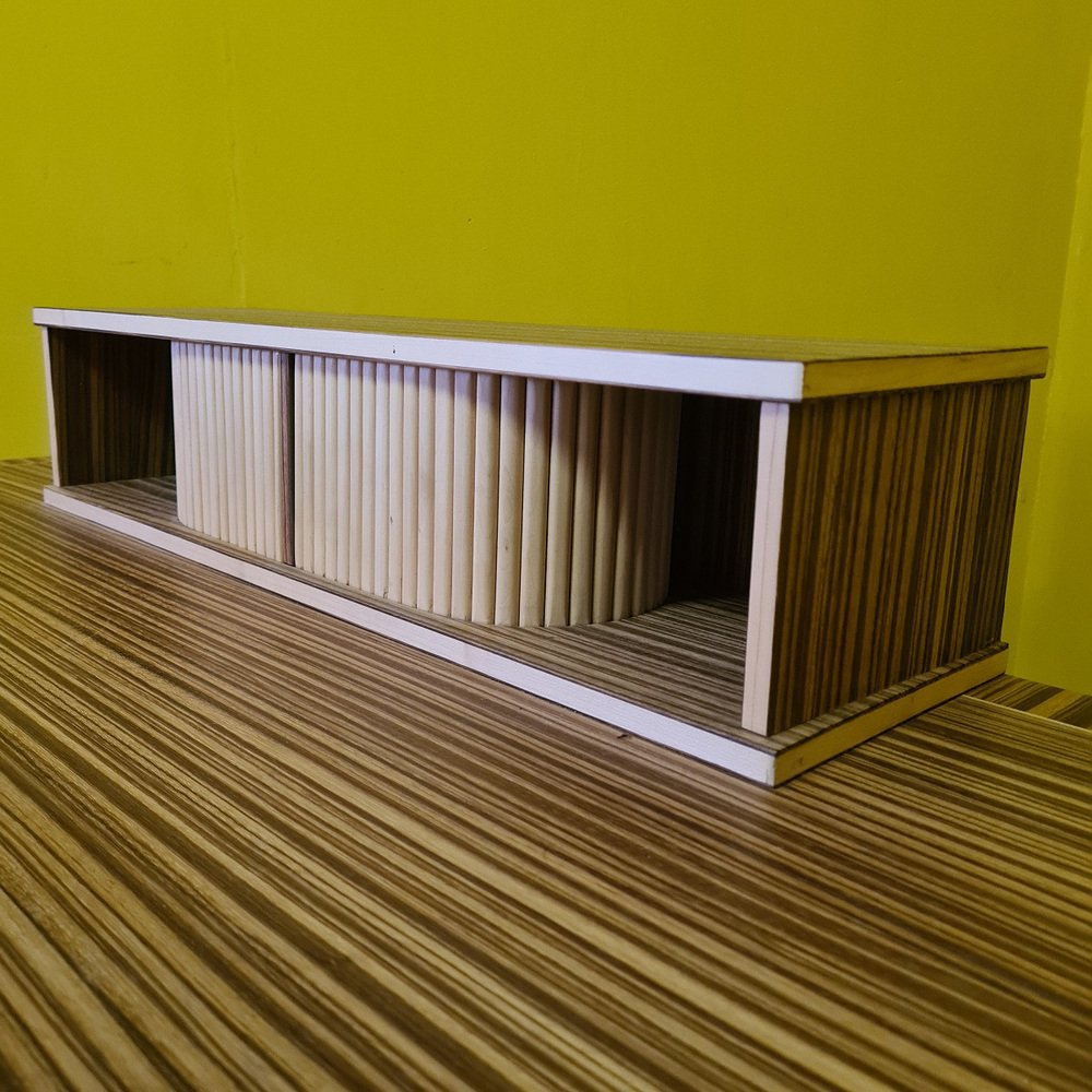 Vintage Desk Veneered with Zebra Wood, 1980s