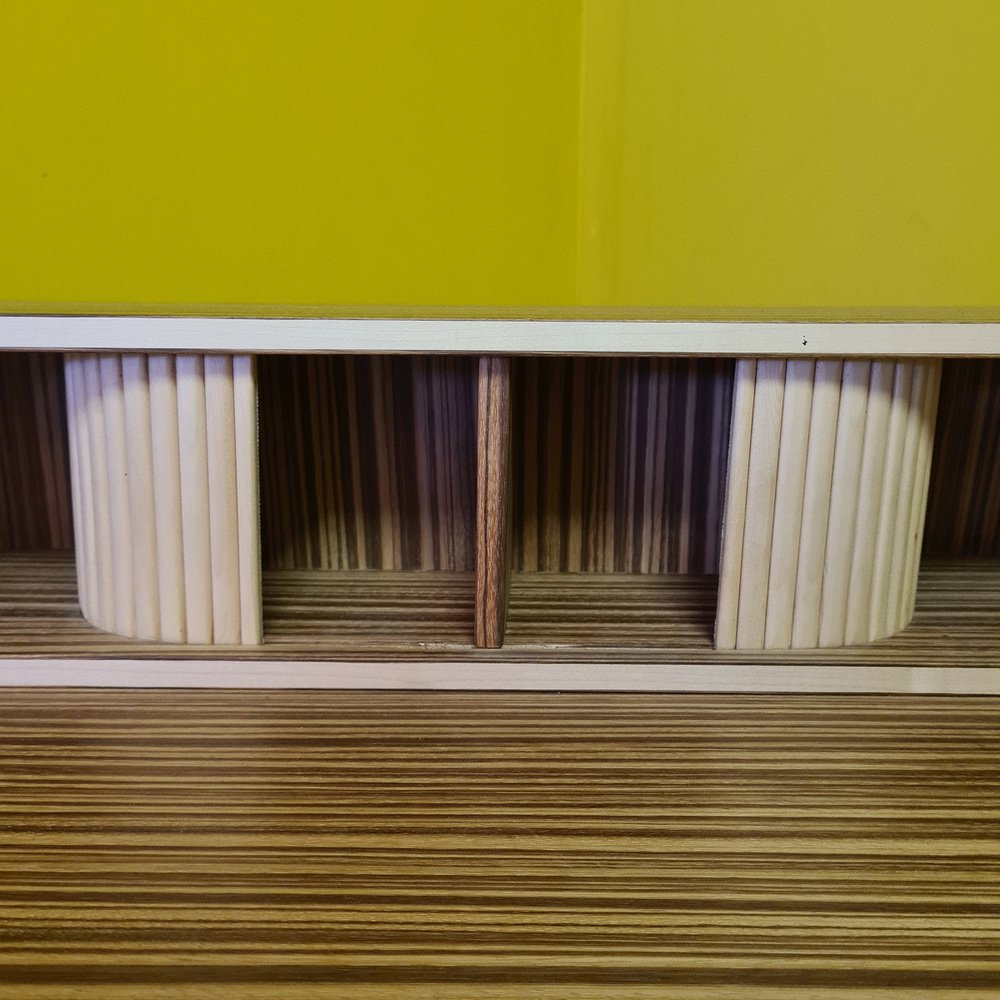 Vintage Desk Veneered with Zebra Wood, 1980s