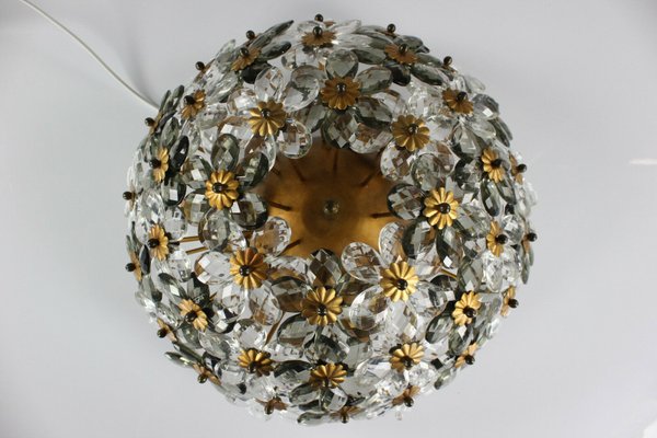 Vintage Diamond Cut Glass Blossom Flush Mount Ceiling Lamp from Banci, 1950s-FUP-658883