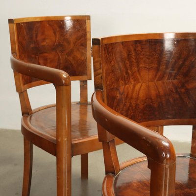 Vintage Dining Chairs in Burl Veneer, Italy, 1940s, Set of 4-VMM-1821411