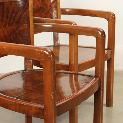 Vintage Dining Chairs in Burl Veneer, Italy, 1940s, Set of 4-VMM-1821411