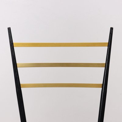 Vintage Dining Chairs in Metal, Brass & Leatherette, Italy, 1950s, Set of 6-VMM-2042326