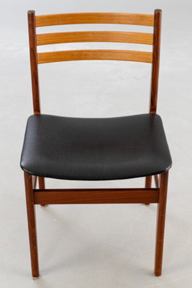 Vintage Dining Chairs in Teak and Vinyl, Set of 6