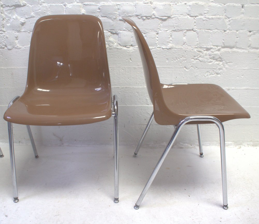 Vintage Dining Chairs with Chrome Bases, 1980s, Set of 4