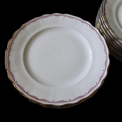 Vintage Dining Plates with Gold and Red Pattern from Rörstrand, Set of 5-JKV-1787189