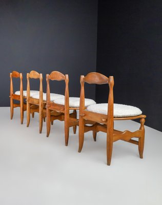 Vintage Dining Room Chairs in Oak and Bouclé from Guillerme & Chambron, 1960s, Set of 8-TRW-1729762