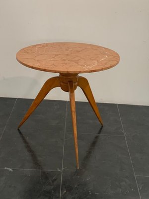 Vintage Dining Table in Cherry & Marble, 1950s-IJR-1427758