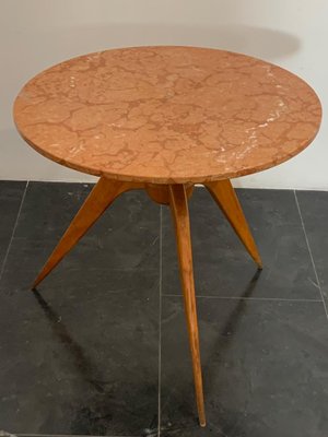 Vintage Dining Table in Cherry & Marble, 1950s-IJR-1427758