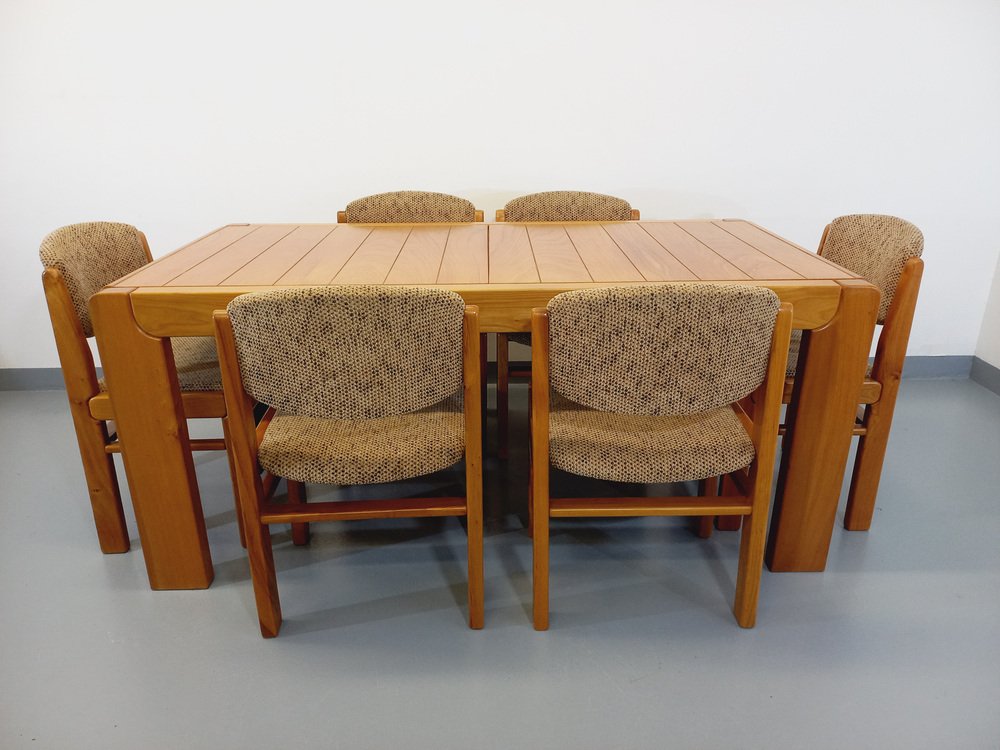 Vintage Dining Table in Elm with Integrated Extension from Maison Regain, 1970s