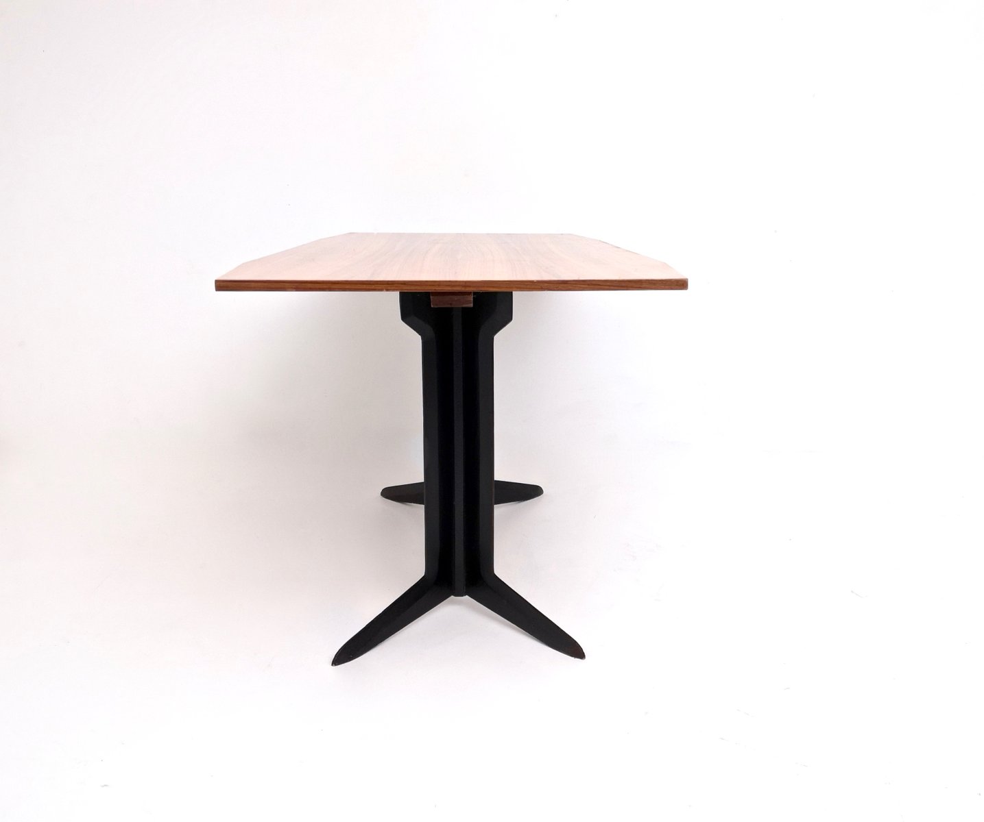 Vintage Dining Table with Zebra Wood Top and Ebonized Wood Frame, Italy, 1960s