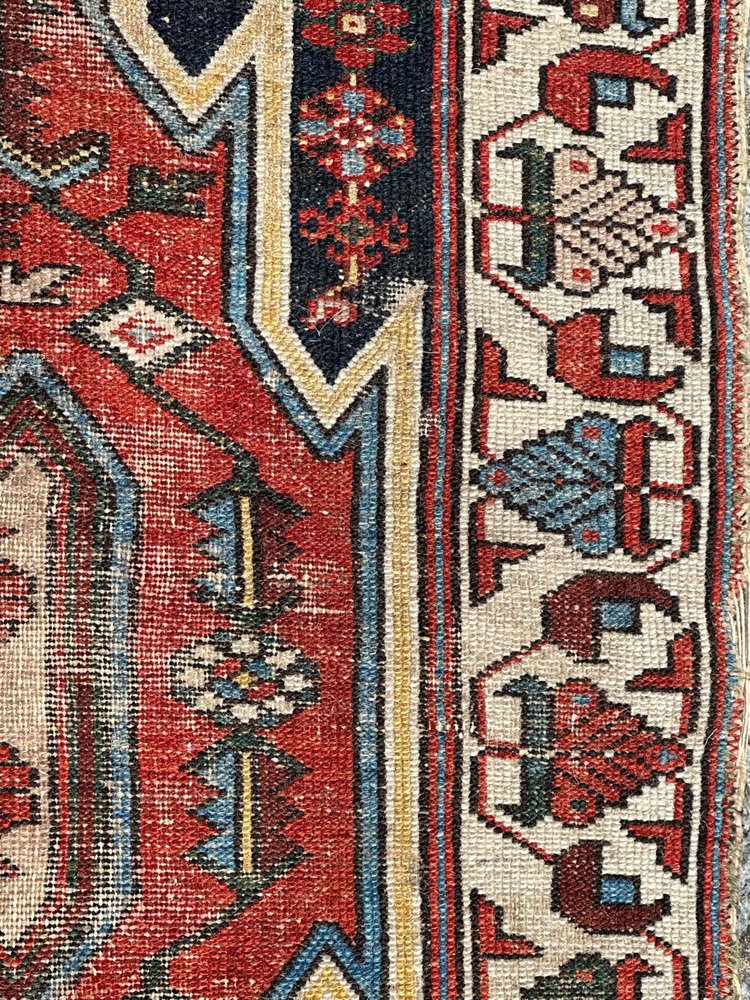 Vintage Distressed Mazlaghan Rug, 1950s