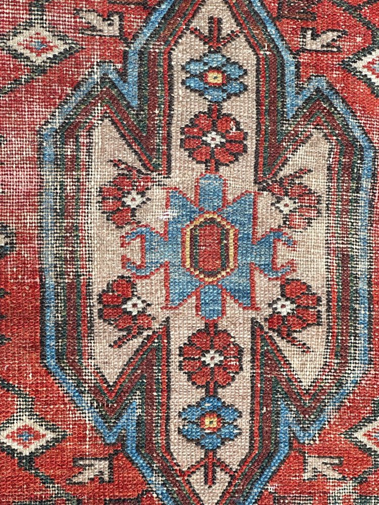 Vintage Distressed Mazlaghan Rug, 1950s