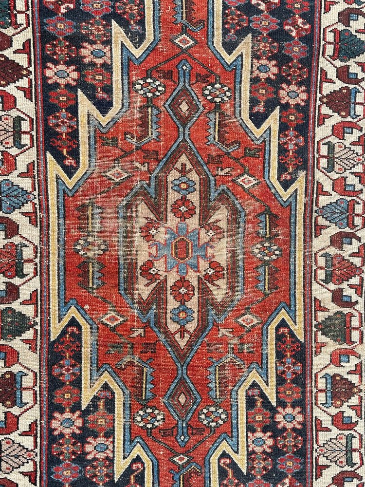 Vintage Distressed Mazlaghan Rug, 1950s