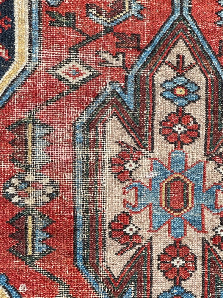 Vintage Distressed Mazlaghan Rug, 1950s