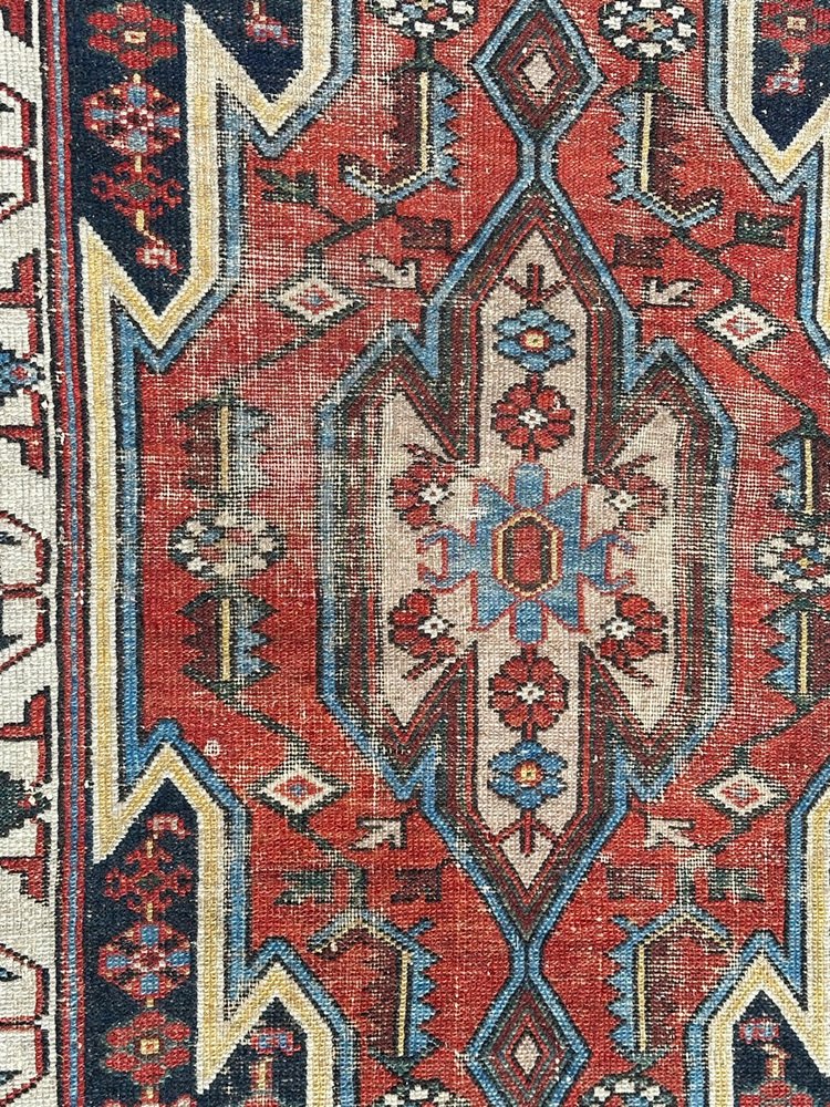 Vintage Distressed Mazlaghan Rug, 1950s