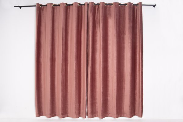 Vintage Domus Italian Curtain in Pink Velvet, Set of 2-RCE-1179194